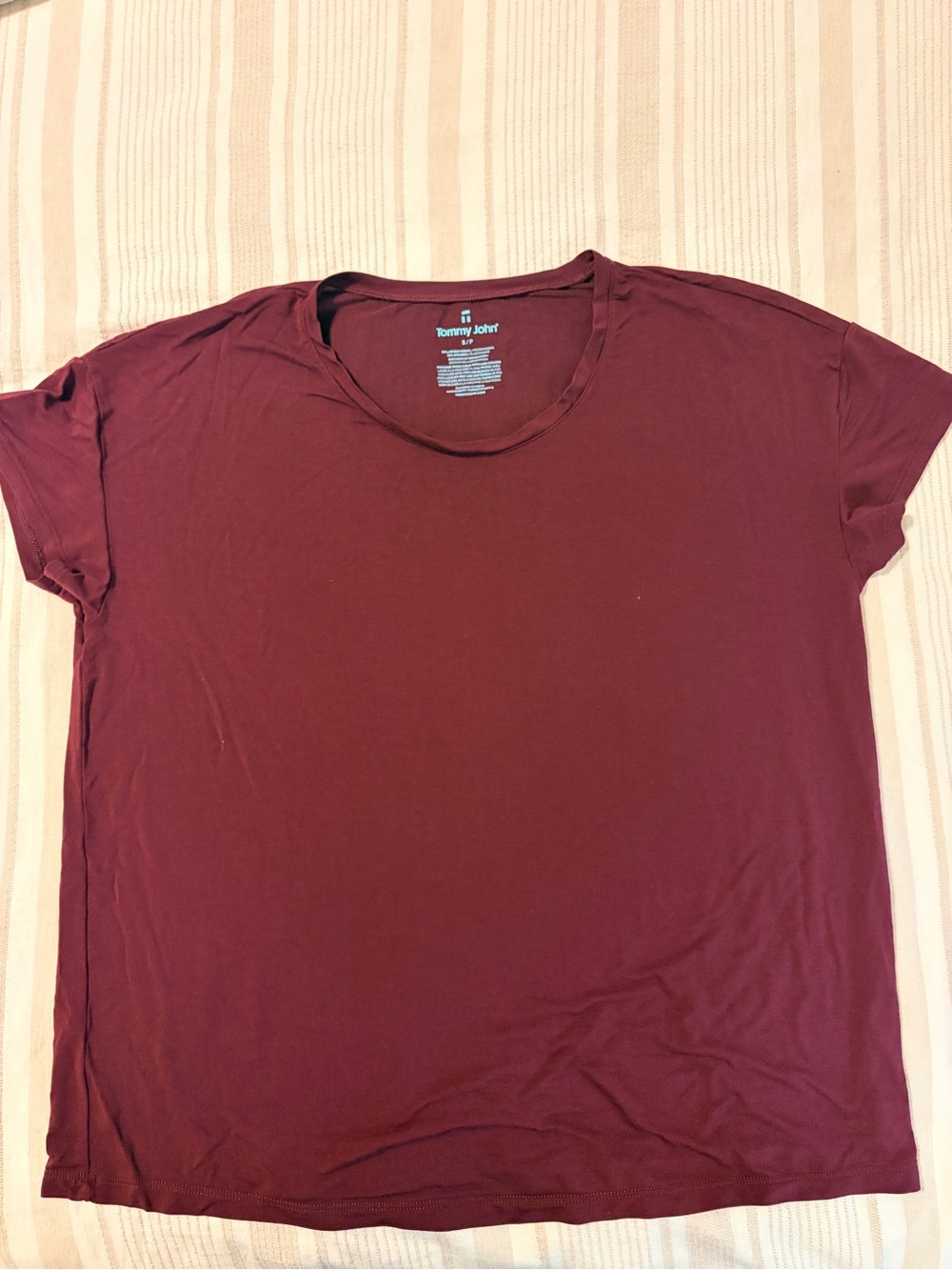 Tommy John Second Skin Short Sleeve Tee Burgundy S